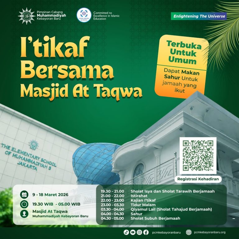 Masjid At-Taqwa Muhammadiyah Kebayoran Baru Gelar I’tikaf Bersama pada 10 Malam Terakhir Ramadan