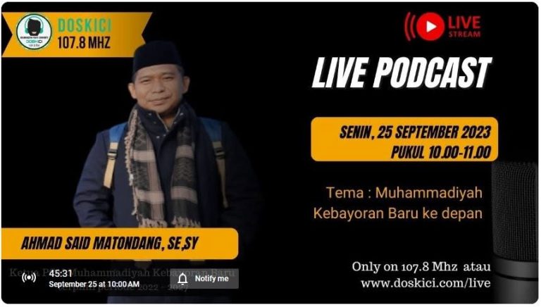 Live Podcast DOSKICI Angkat Tema “Muhammadiyah Kebayoran Baru ke Depan”