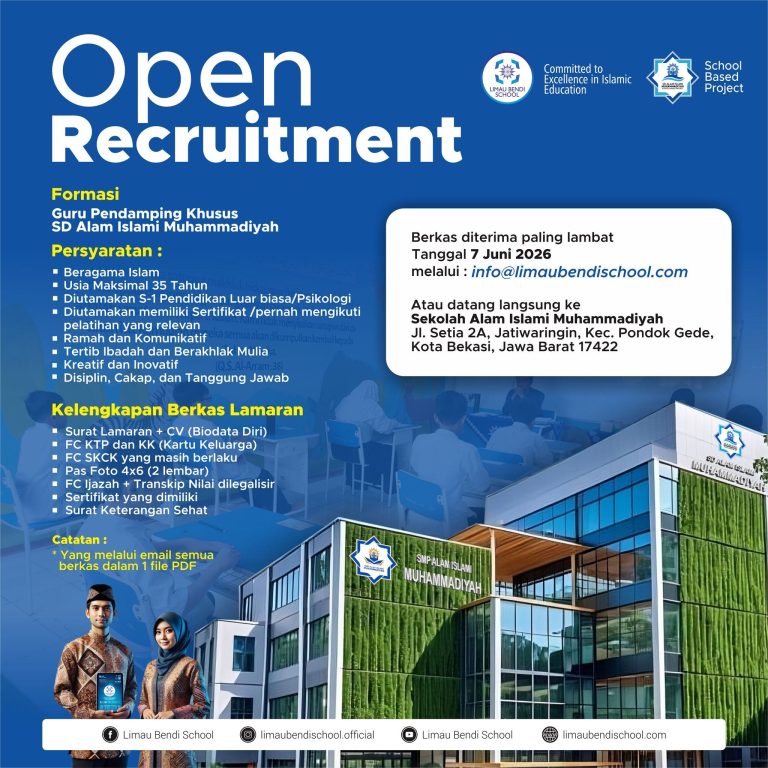 Open Recruitment! Sekolah Alam Islami Muhammadiyah Cari Guru Pendamping Khusus Profesional